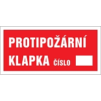 Značka Protipožární klapka číslo …, samolepicí fólie, 100 × 210 mm